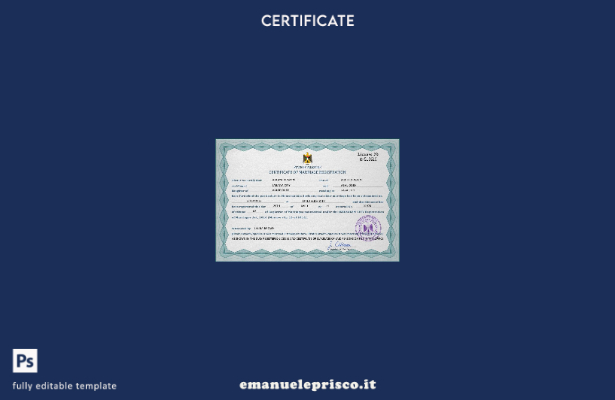 modello PSD di certificato di matrimonio palestinese in stile verificato